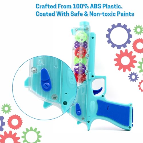Image of Aditi Toys Transparent Gear Gun Toy for Kids, Electric Concept Gear Gun with Moving Gears, Vibration, Music & Lights for Kids Above 3 Years, BIS Approved (Blue)