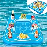 Fistone Large Inflatable Floating Game Table - Tray for Pool & Beach Party, Summer Fun Food & Drink Holder for Pool-Blue