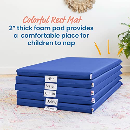 Image of ECR4Kids SoftZone Rainbow Rest Mat, 2in, Sleeping Pad, Blue, 5-Piece