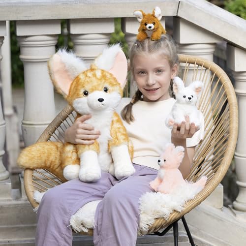 Image of Fennec Fox Plush Toy with 3 Babies, 17.4 inch Fox Stuffed Animal