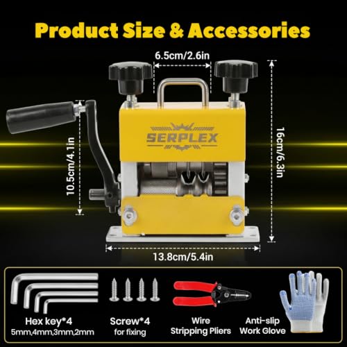 Image of Serplex 11-IN-1 Manual Wire Stripping Machine for 1.5-25mm Cables, 11-hole Hand Crank Copper & Aluminum Wire Stripper Aluminum Alloy Cable Recycling Tool Kit for Scrap Processing, Electrical Work