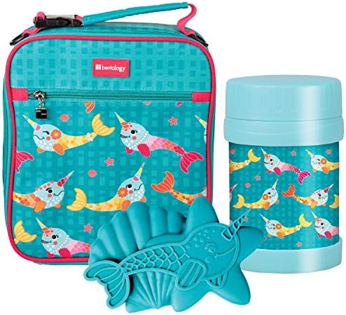 Kids Complete Lunch Box Tote Kit - Insulated Soft Bag Sleeve w Convertible Backpack Strap for Kids, 13oz Food Jar & Reusable Hard Ice Pack - Food Safe, Use w/ Bento Box or Stackable Nesting Containers