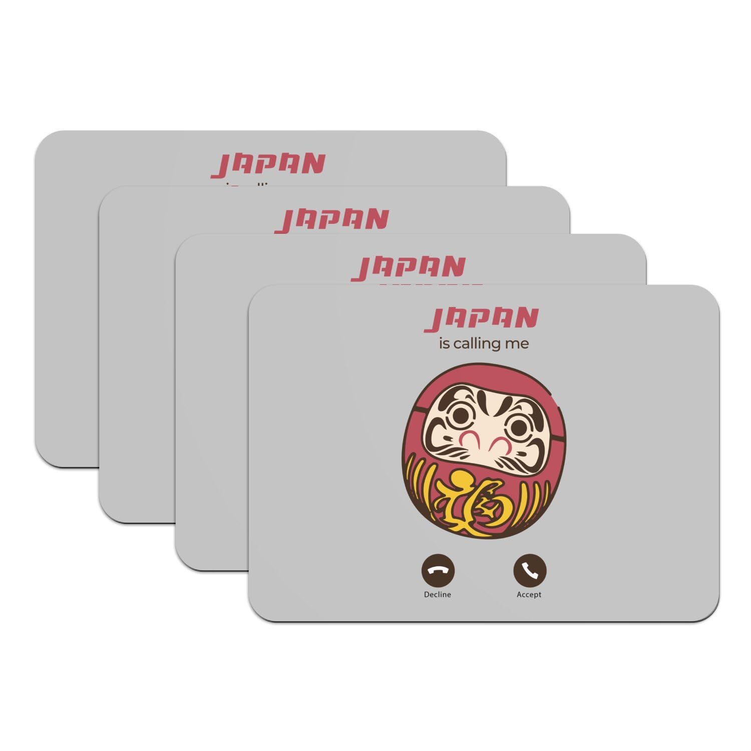 4 Sets de table gris Daruma grand format 39,5x28,5 cm en caoutchouc