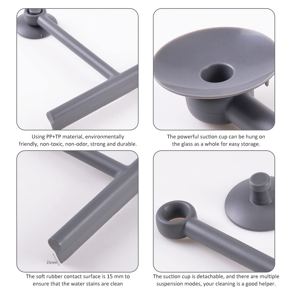 Escobilla de silicona para ventanas, Limpiador de vidrios y limpiacristales con gancho for ducha, multicolor(Wit)