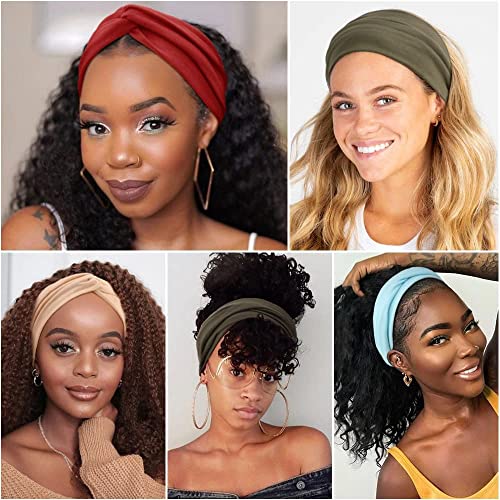 Image of DRESHOW 8 Pack Headbands for Women Yoga Knotted Headbands Elastic Criss Cross Hair Accessories Sports Head Wrap Non Slip