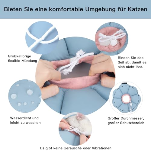 Halskrause Katze, Einstellbarer Halskrause Halsband, Weich Blumen Katze Wiederherstellung Halsband Kragen Cone ,für Katzen Kleiner Hunde Nach Operation und Verletzungen (blau, M)