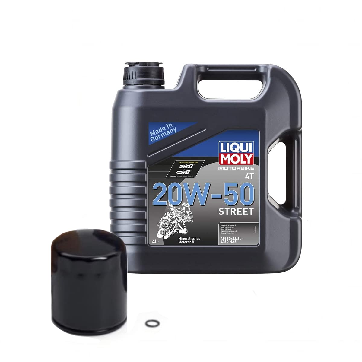 Set Cambio Olio Completo Per Harley-Davidson: 5 Filtri Olio + Olio Motore SAE 20W-50 (4L) + Guarnizioni - Liqui Moly