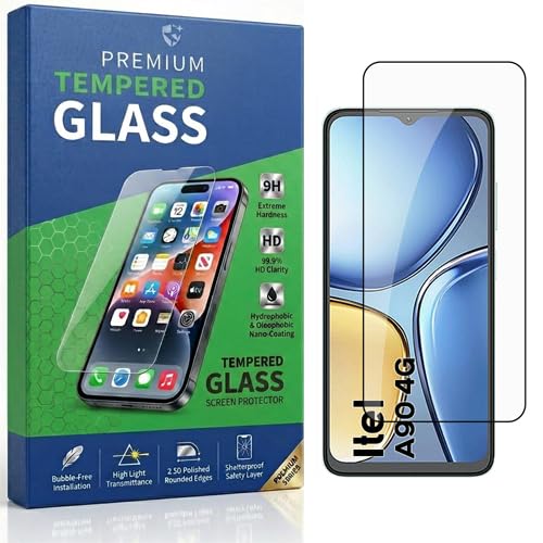 Image of Tempered Glass Compatible With ITEL A90 4G 6.6 | 9H Hardness | HD Clarity | Anti-Fingerprint | High Touch Sensitivity | Premium Screen Protector Guard