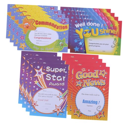 CONGARTENO 200個 カートーン賞状用紙 幼稚園 学校向け学生表彰証書 印刷で の達成感を高める学用品