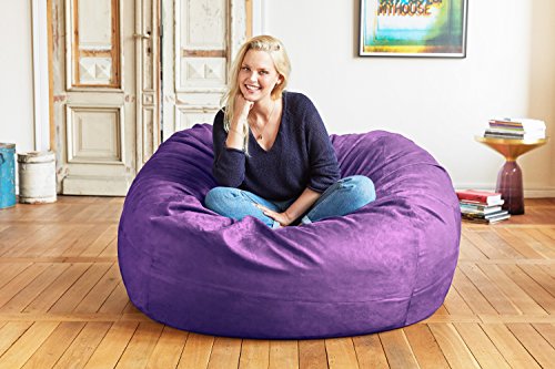 Lumaland Luxurious 4ft Large Bean Bag Chair with Microsuede Cover - Ultra Soft, Foam Filling, Washable Bean Bag Sofa for Kids, Teenagers, Adults, Pets - Sack Chair for Dorm, Kid's Room - Purple - Image 3