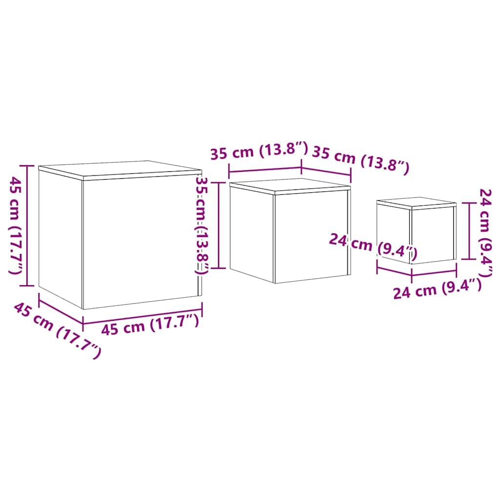 Juego de 3 mesas auxiliares de madera de roble Artisan, con diferentes tamaños, versátiles como mesita de noche, mesa de sofá o mesa de teléfono, para salón, dormitorio, oficina