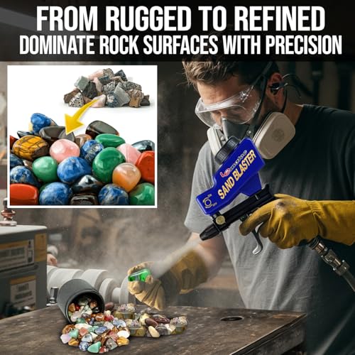 LE LEMATEC Gravity Feed Sandblaster Gun Kit, AS118 - for Light-Duty DIY Projects, Spot Cleaning, and Surface Finishing on Metal & Wood. Requires 7 SCFM Air Compressor & #46-100 Grit Abrasive Media.