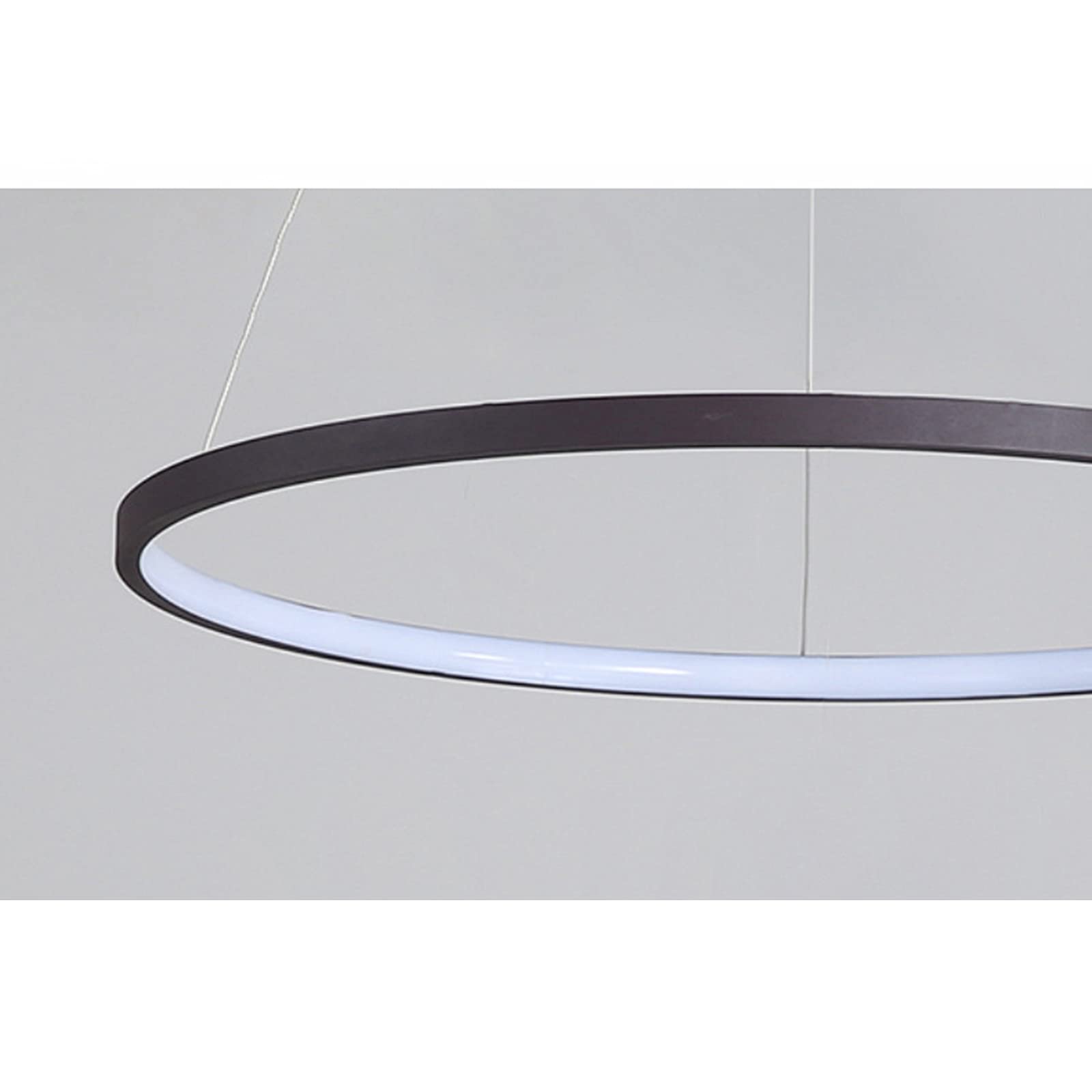 Lámpara LED moderna colgante de techo anillo aluminio 60 cm café 34 W, regulable 3000 K-6000 K 10-15 m² Iluminación interior diseño elegante ajustable 1,5 m, lámpara de techo