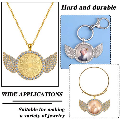 Pendentif ailes strass raffiné, cabochon et fermoir haute finition - 7