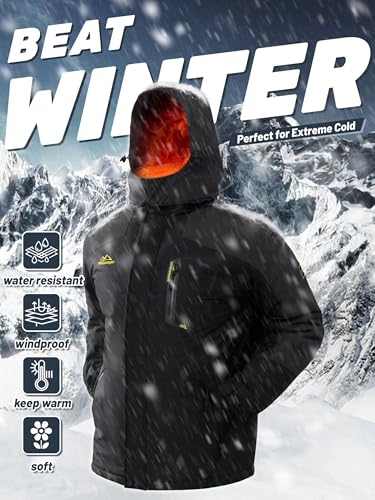 Image of TACVASEN Men's Winter Skiing Jackets Water Resistant Fleece Coats Insulated Thermal Snowboard Jacket Parka Raincoat with Hood