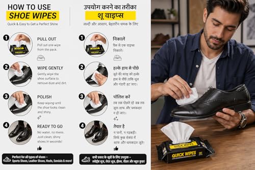 Image of Shoe Wipes Shine & Cleaning, 80 Count Portable Cleaning Wipes for Sneakers and Leather Shoes, Powerful Stain and Dirt Removal Formula | Portable, For Sneakers and Leather Shoes, Powerful Stain and Dirt Removal Formula