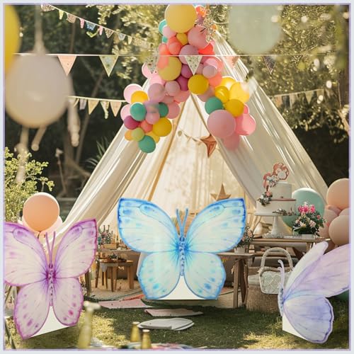 Image of Geelin 3 Pcs 35 Inch Pastel Butterfly Cardboard Standup Cutout Life Size Spring Butterfly Theme Party Decoration Backdrop Photo Prop Stand Up for Theme Birthday Baby Shower Wedding Party Decor
