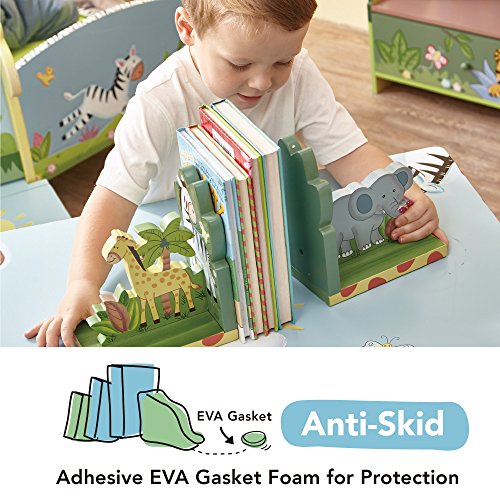 Fantasy Fields - Sunny Safari Animals Thematic Set of 2 Wooden Bookends for Kids | Imagination Inspiring Hand Crafted & Hand Painted Details Non-Toxic, Lead Free Water-based Paint - Thumbnail 2