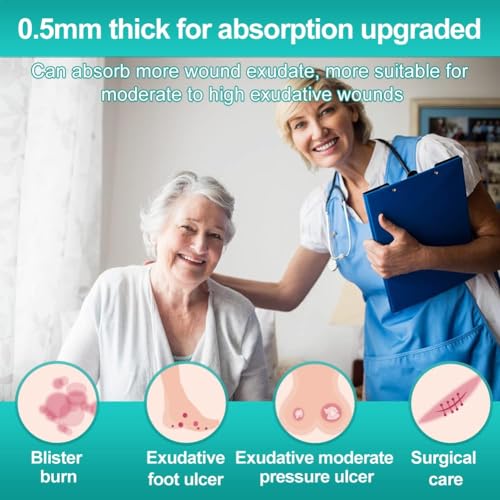 Image of Dimora Hydrocolloid Dressing 4 inch x 4 inch for Wound Care, 10 Pcs Large Patch Bandages with Self-Adhesive for Bedsore, Burn, Blister, Acne Care, Super Absorbent for Fast Healing