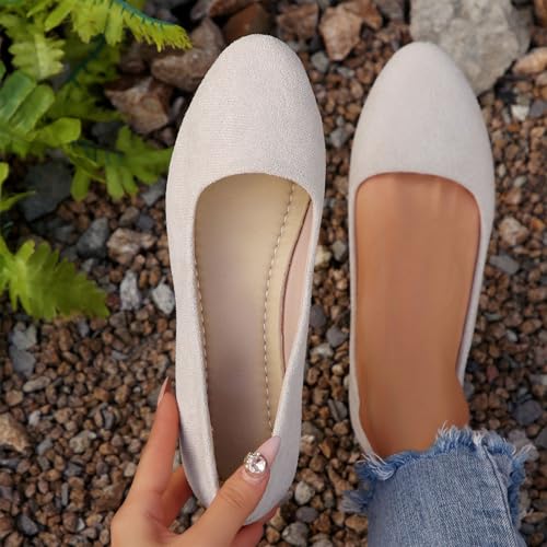 Image of Ladies Moccasins with Soft-Soled Solid Color Versatile Shallow Mouth Breathable for Casual Wear