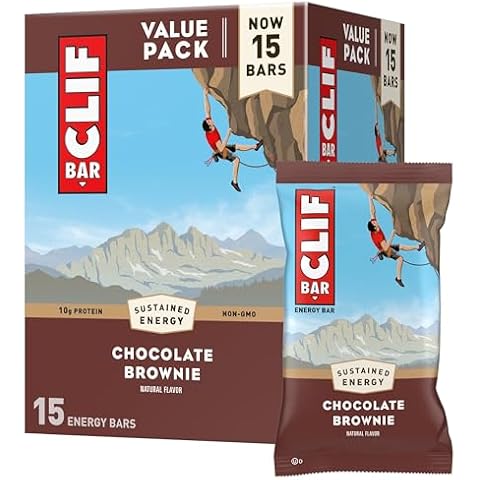 CLIF BAR - Chocolate Brownie Flavor - Made with Organic Oats - 10g Protein - Non-GMO - Plant Based - Energy Bars - 2.4 oz. (15 Pack) Cover