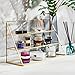 FSyueyun Gold Makeup Organizer Case Vanity , 3 Layers Glass Makeup Storage Cosmetics Organizer Jewelry Box Earring Ring Holder Display Case