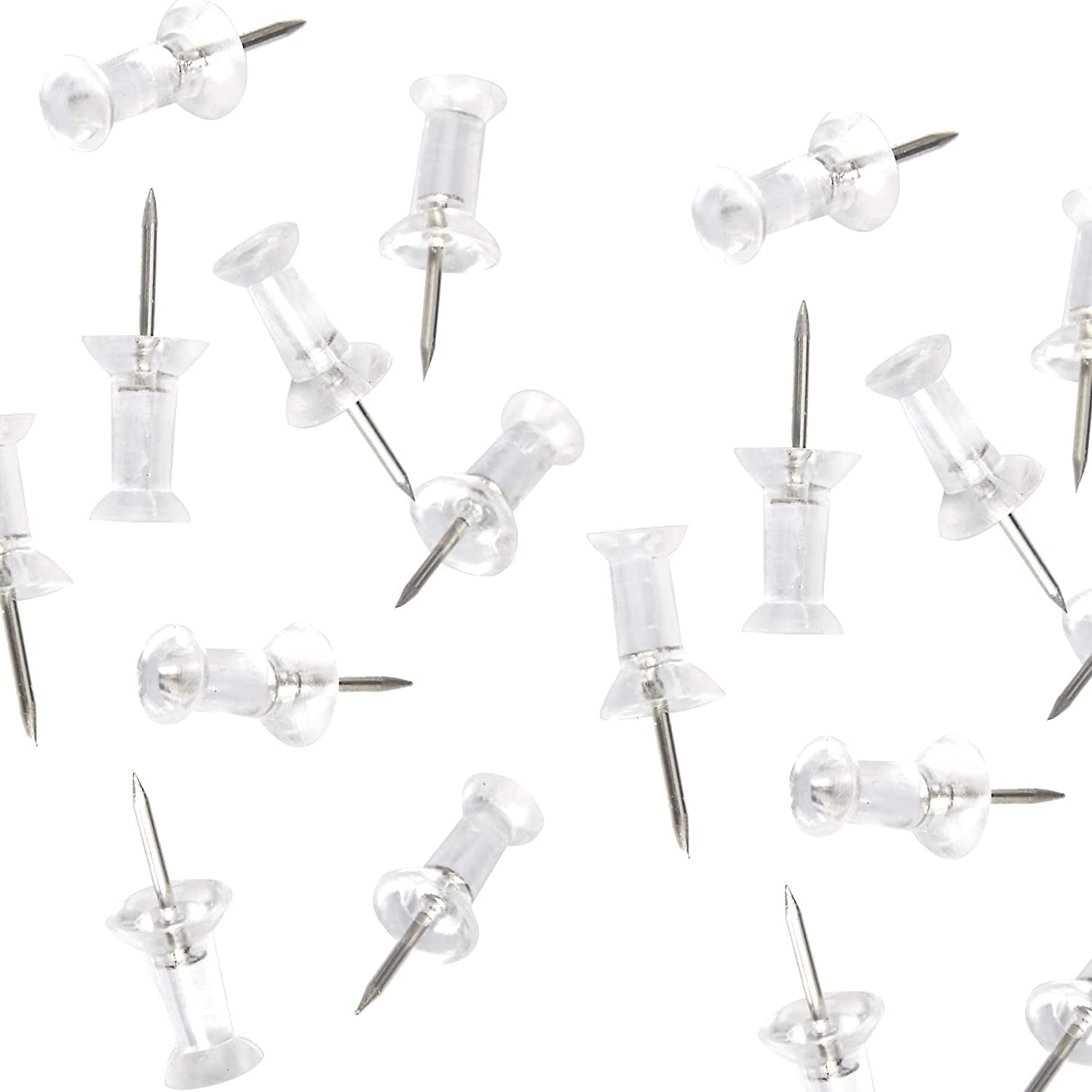 Push Pins, Clear Plastic Head, Steel Point Colourful Drawing Push Pins, Push Pins with Plastic Heads and Steel Points, Map Tacks Drawing Pins, Map Thumb Tacks (Transparent-100Pcs) image 2