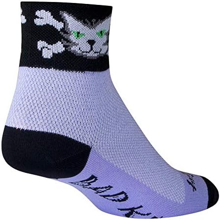 SockGuy, Classic Bad Kitty Womens Socks, cuff height 2", size S / M, Black/Light Purple image 5