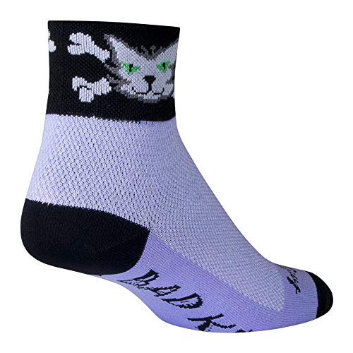 SockGuy, Classic Bad Kitty Womens Socks, cuff height 2", size S / M, Black/Light Purple2
