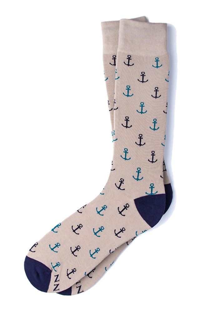 AlynnMen's Hipster Designer Nautical Anchors Novelty Crew Dress Socks
