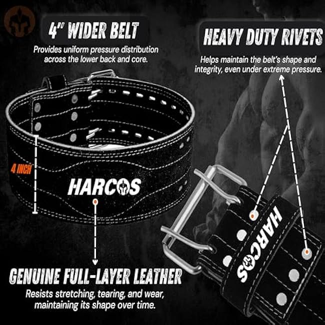 Harcos USPA/IPL Competition Approved 8mm Leather Weightlifting Belt for Men and Women - Heavy Duty Gym Belt for Lifting, Squats, Deadlifts, Powerlifting, Back Support IPF for Fitness Workout