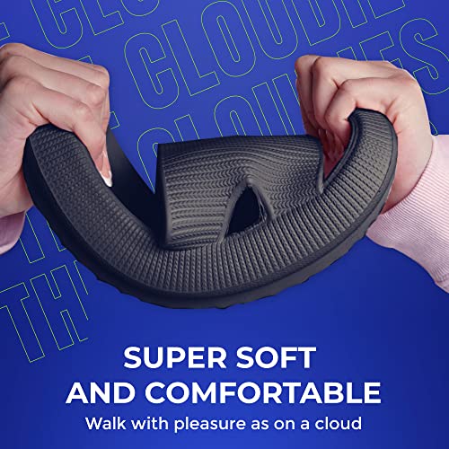 Image of Cloud Slides For Women And Men - Comfy Non Slip Indoors Slippers For Shower Spa Pool College Outdoors Slides - Soft And Cozy Open Toe House Sandals Thick Soles