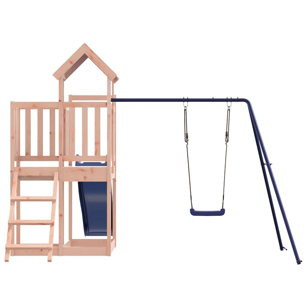 Spielturm Massivholz Douglasie mit Wellenrutsche und Schaukel, Gartenspielzeug Outdoor mit Sandkasten, Klettergerüst und Strickleiter für Kinder, Stabiler Spielplatz für Bewegung und Motorik