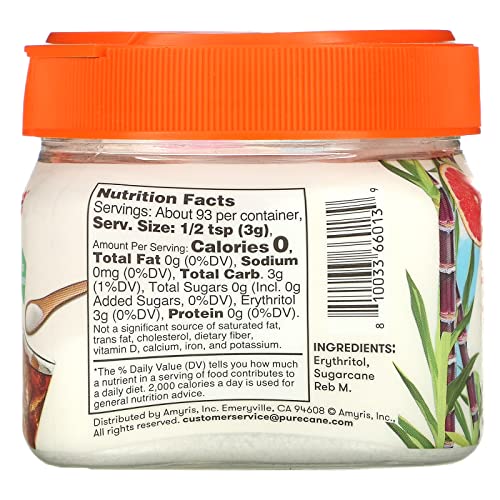 Purecane, Spoonable Family Canister, Zero Calorie Confectioners Sweetener, All Natural Sugar Cane, Tastes Like Sugar, Certified Non-Gmo, Diabetes-Friendly, Keto-Friendly, Vegan Friendly, Low Glycemic, Gluten-Free, 9.8 Oz #TOP1