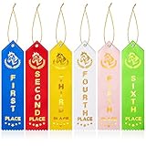 150 Pcs Horse Show Award Ribbons, 1st - 6th Place Flat Carded Set, Participation Ribbon with Event Card and Rope, Winner Recognition Ribbons for Competition, Sports Event, Contest Ornaments