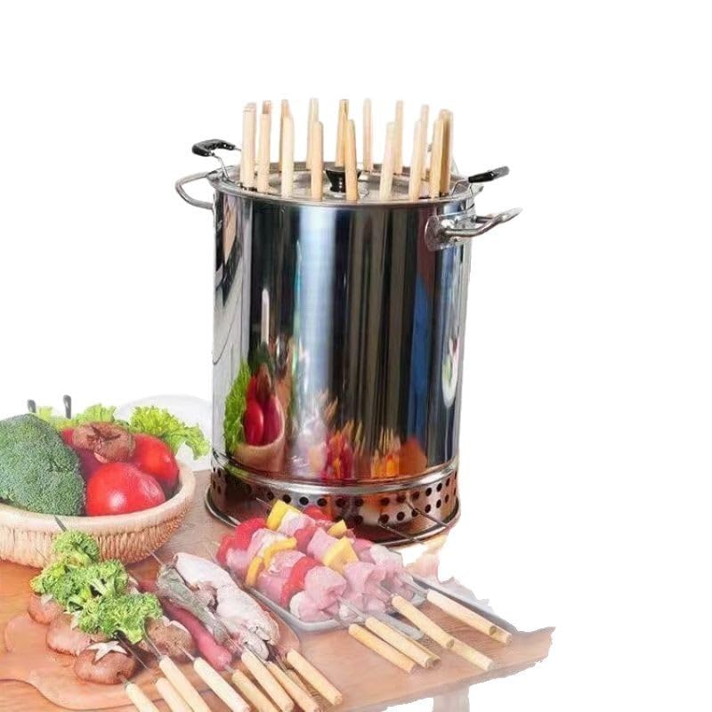 Barbecue au charbon de bois portable avec panier de cuisson pour légumes et viande