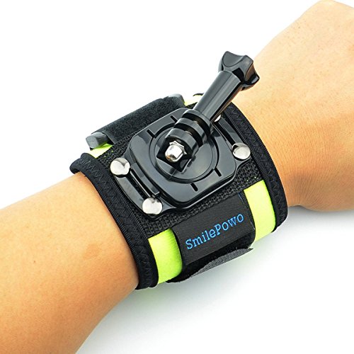 SmilePowo 360 Degree Rotatable Arm Wrist Strap Mount Accessory Kit for GoPro 8 Max 7 6 5 4 3 Hero Black/Hero 2018/Hero Session/Fusion, AKASO Insta360 SJCAM APEMAN Campark YI 4K Action Camera (Green)