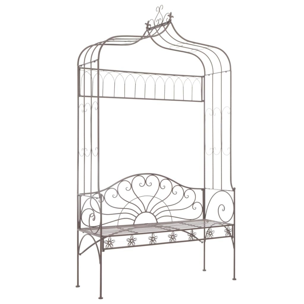 Banc de jardin fer forgé marron vieilli extérieur et balcon 122cm