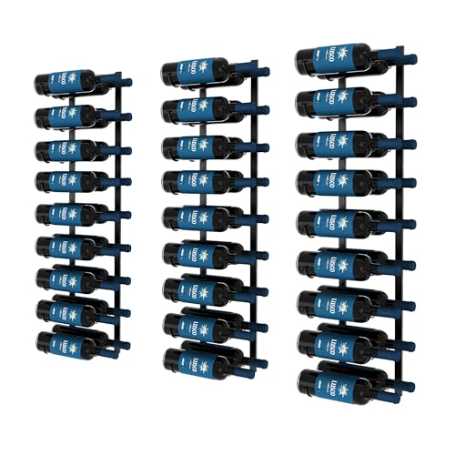 CharaVector Wall Mount Wine Rack (Holds 54 Bottles 3PCS), DIY 1/2 Wall Wine Rack for Wine Bottles, Liquor, Champagne, Black Metal Wine Bottle Holder for Home and Kitchen Decor