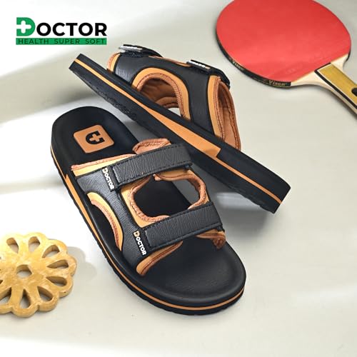 Image of DOCTOR HEALTH SUPER SOFT Men's Casual Slippers with Soft Cushioned Sole, Double Strap with Toe Loop Design, Lightweight Anti-Slip Everyday Wear Slippers for Home and Outdoor Use