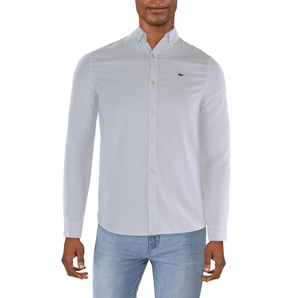 Vineyard Vines Boys' Oxford Long Sleeve Whale Button-Down Shirt – Classic Fit, Embroidered Whale Design