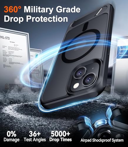 Image of Compatible with iPhone 14 Case /iPhone 13 Case,[Built-in Invisible Kickstand][Compatible with MagSafe][Military Grade Shockproof] Slim Translucent Matte Phone Case for iPhone 14 /13 6.1 inch