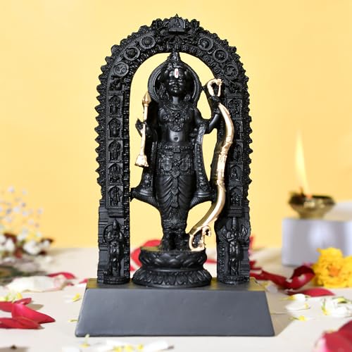 Image of Craftam Polyresin Ram Lalla Idol,Shree Ram Lala Ayodhya Murti Statue for Home Temple Mandir Pooja, Black Decorative Gift for Diwali & Religious Decor(Black,7 Inch)