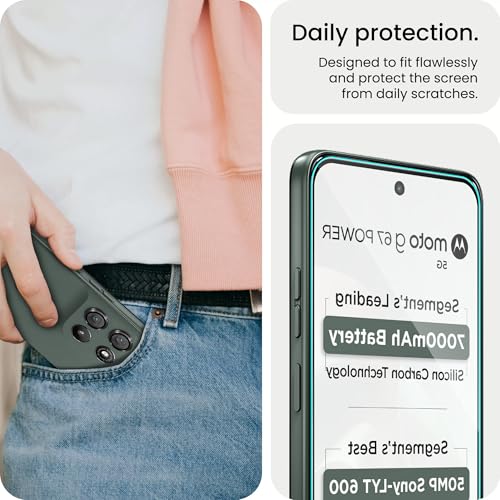 Image of FIRST MART Tempered Glass for Motorola G67 Power 5G with Black Camera Ring Guard & Installation Kit | HD Clear Edge-to-Edge Screen Protector, Scratch Resistant, Case-Friendly | Pack of 1