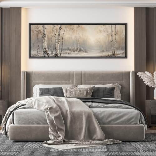 Image of MUDECOR Large Framed Canvas Print Wall Art Birch Forest for Living Room