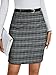 OPOIPIN Women's Plaid High Waist Zipper Slit Pencil Bodycon Mini Skirt Black Large