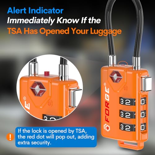 Image of TSA Approved Cable Luggage Locks, Re-settable Combination with Alloy Body, Orange 4 Pack, One Size, Modern