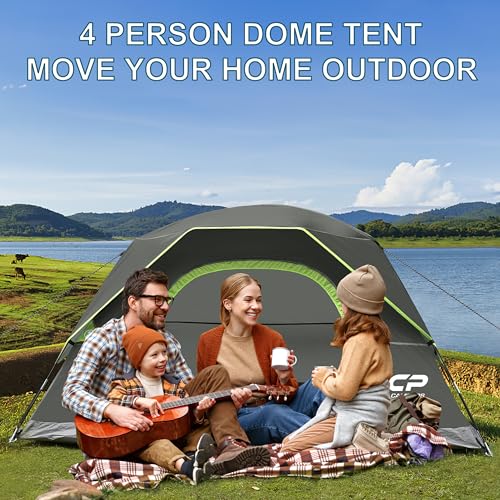 Image of CAMPROS CP Camping Tent 2 /4 /6 Person, Waterproof Windproof Double Layer Dome Tent, Easy Setup with Large Mesh Windows & Wide Door for Outdoor Camping Backyard