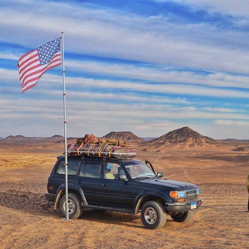 Yeshom 22FLPFPS002-25-N Yescom 25Ft Telescopic Aluminum Flag Pole + Wheel Tire Mount Stand Kit W/ 3'X5' Us Flag & Ball Top Telescoping Flagpole thumb #1