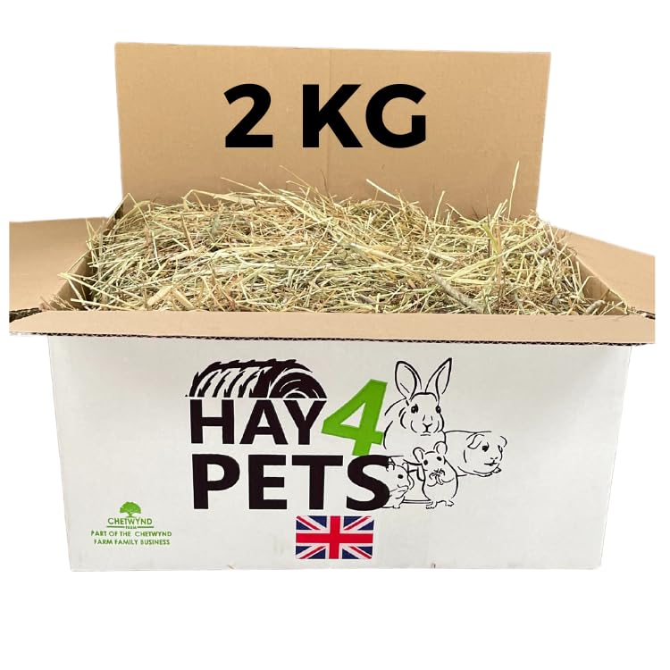 Meadow Hay - 2kg. Fresh, Green Feeding Hay For Rabbit, Guinea Pig, Hamster & Small Animals. High Fibre, Natural Food For Pets. Dried Grass Animal Feed
